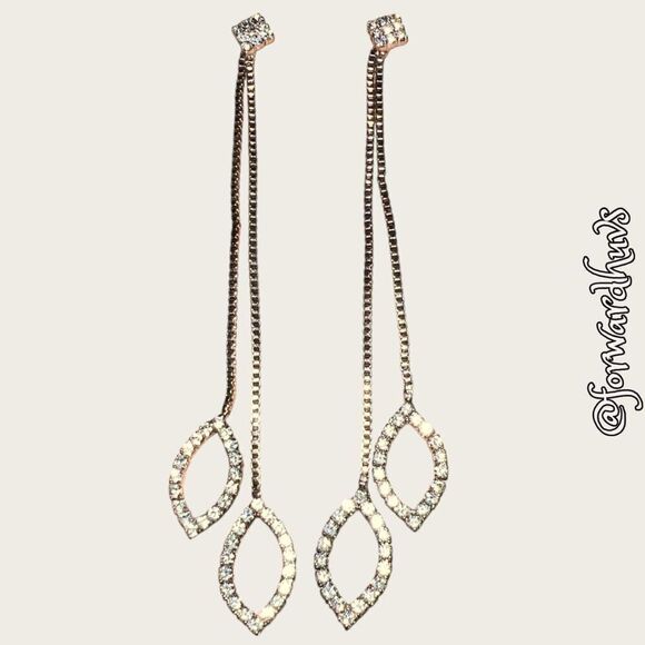 Bundle Sale 3 for $15 | Rose Gold Double Strand Dangle Earrings with Rhinestones - Picture 5 of 8